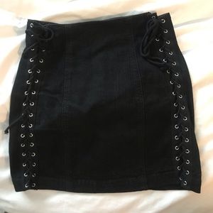 Carmar LF Black Leather Mini Skirt with accents